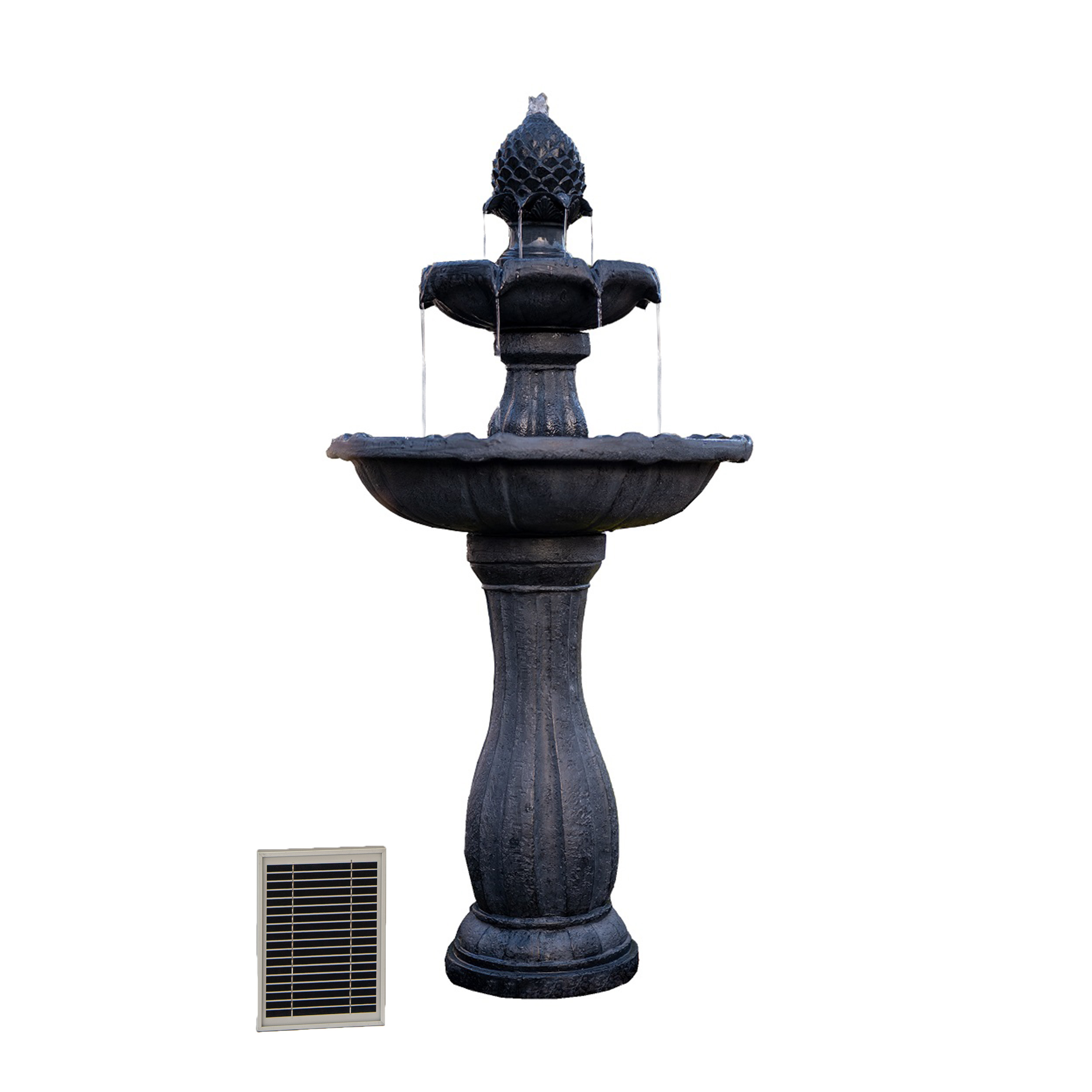 Shop our wide selection of Xbrand solar powered water fountains. This 2-tier outdoor water fountain includes an auto shut off pump, decreasing the amount of maintenance.