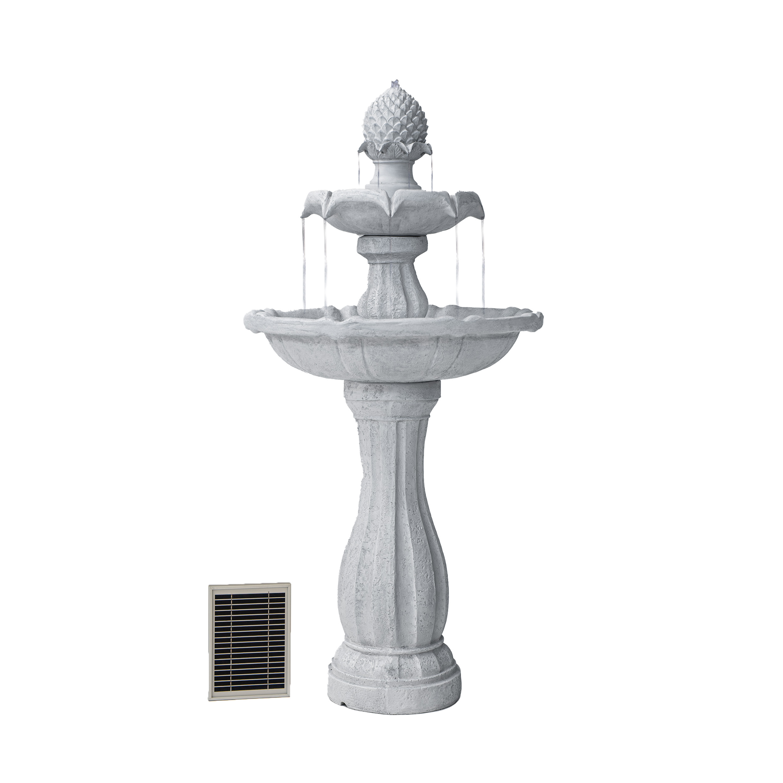 Shop our wide selection of Xbrand solar powered water fountains. This 2-tier outdoor water fountain includes an auto shut off pump, decreasing the amount of maintenance.