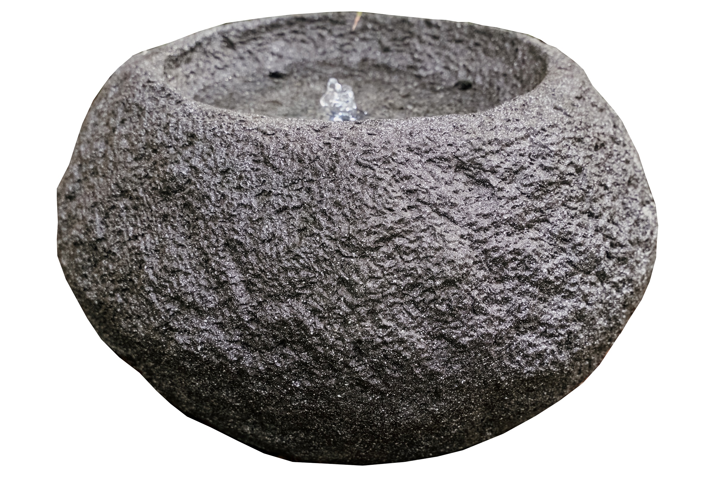 XBrand Round Sphere Stone Textured Water Fountain w/LED Light, Indoor Outdoor Decor, 11.6 Inch Tall, Grey
